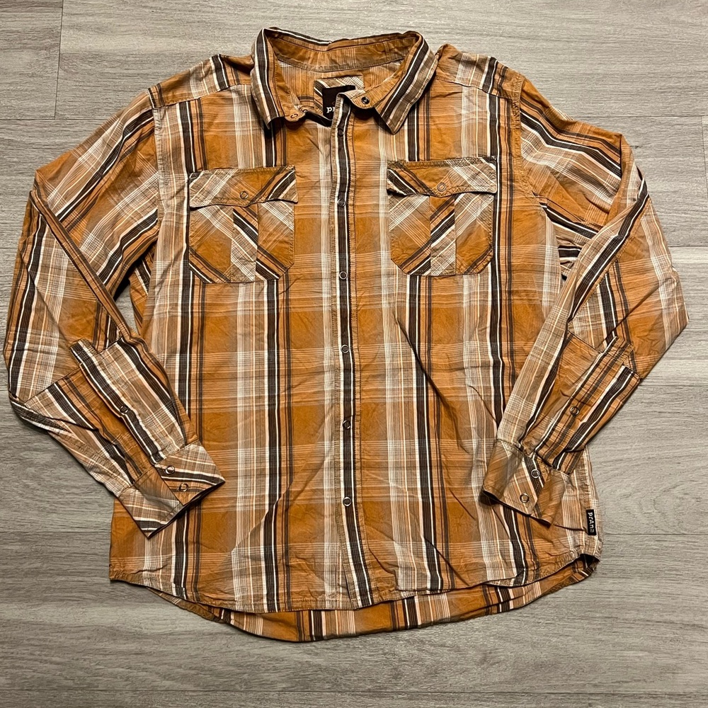 Prana Western Orange Long Sleeve Button Down Shirt X-Large